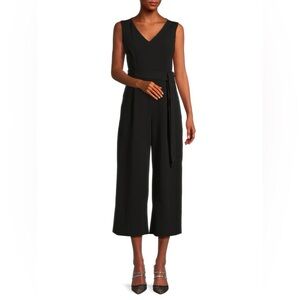 Calvin Klein Black Belted V-neck Jumpsuit